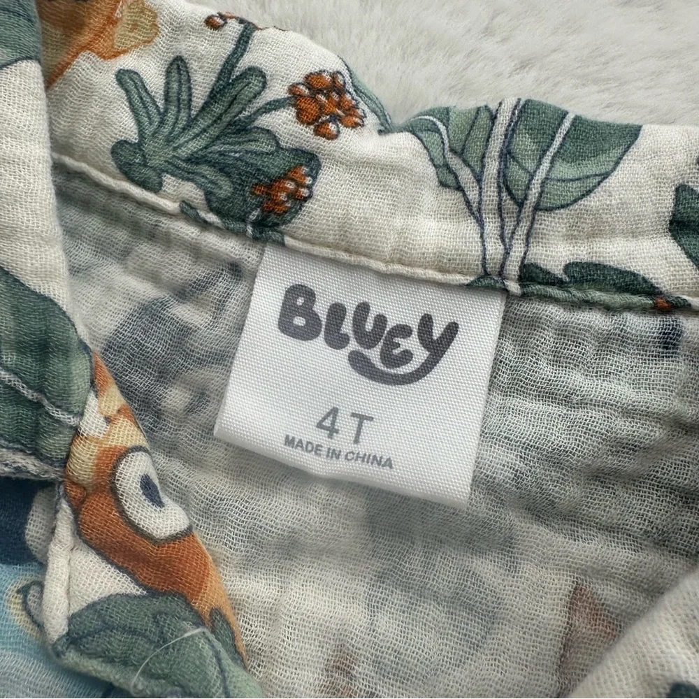 Bluey | EUC - Hawaiian Bluey Button Down - Size 4T_3